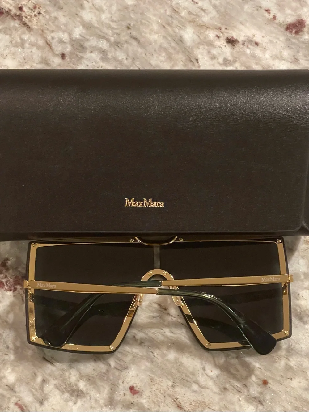 MAX MARA MM0117 SUNGLASSES IN GOLD DARK GREEN